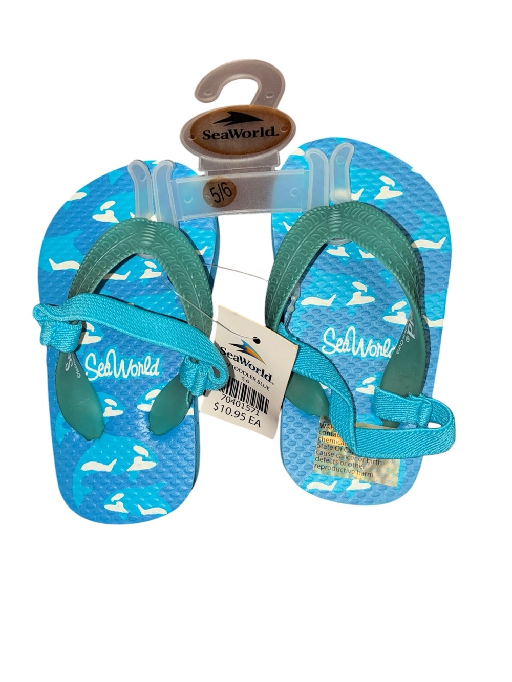 SeaWorld Kids' Blue Whale Print Flip Flop Sandals